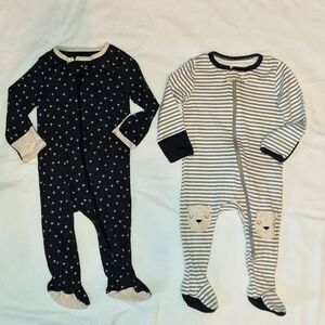 Bundle Cloud Island Onesie 6-9M Unisex, Flip over mitten, Top down zipper, EUC